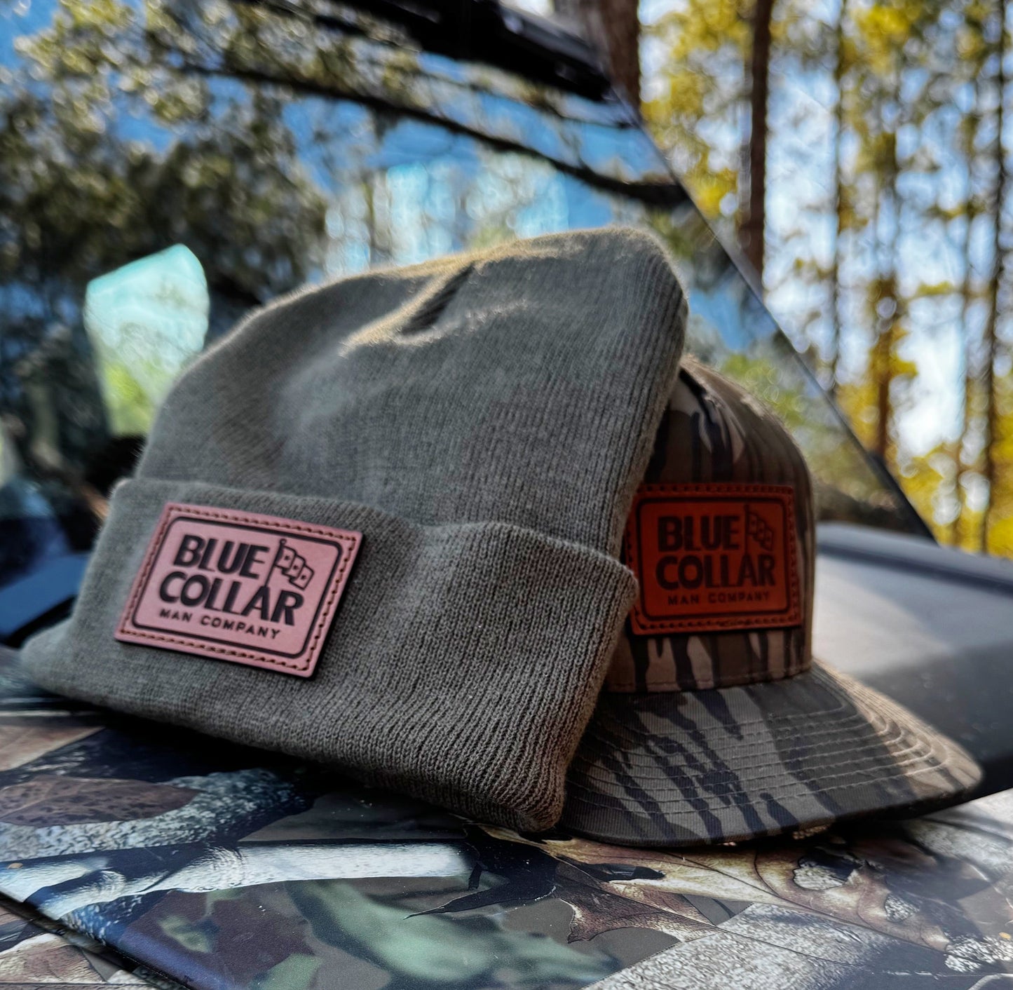 Blue Collar Leather Patch Beanie