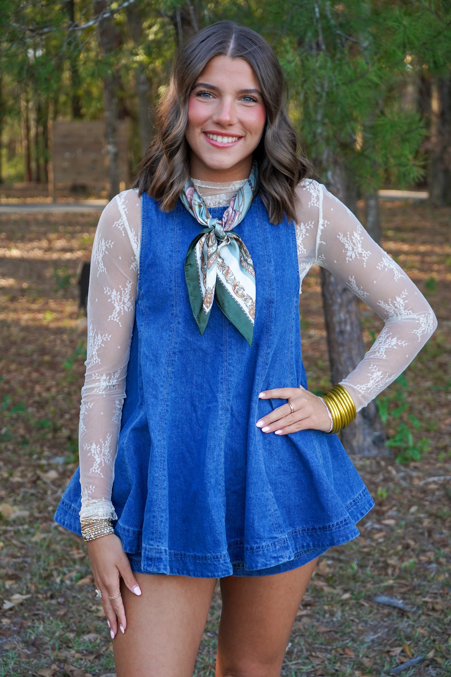 Sleeveless Flared A-Line Denim Set