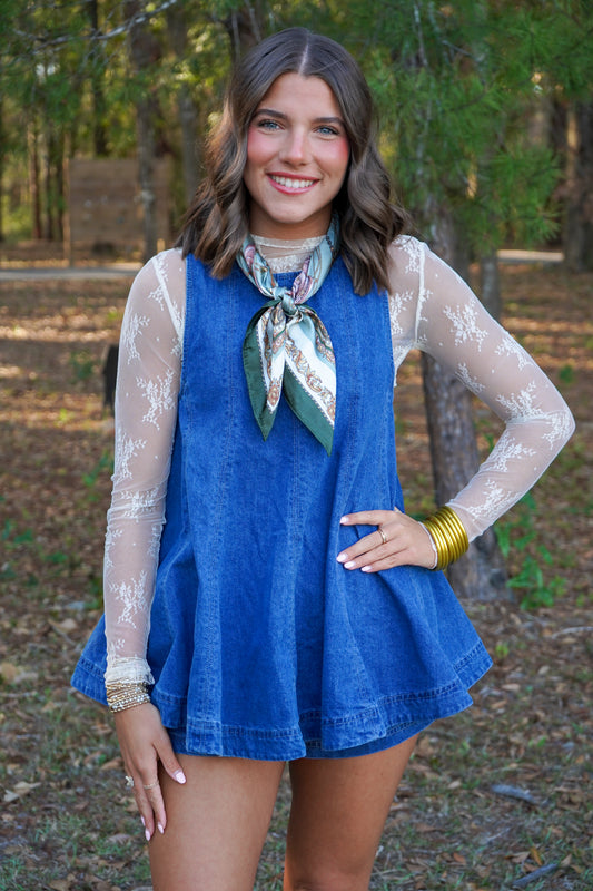 Sleeveless Flared A-Line Denim Set