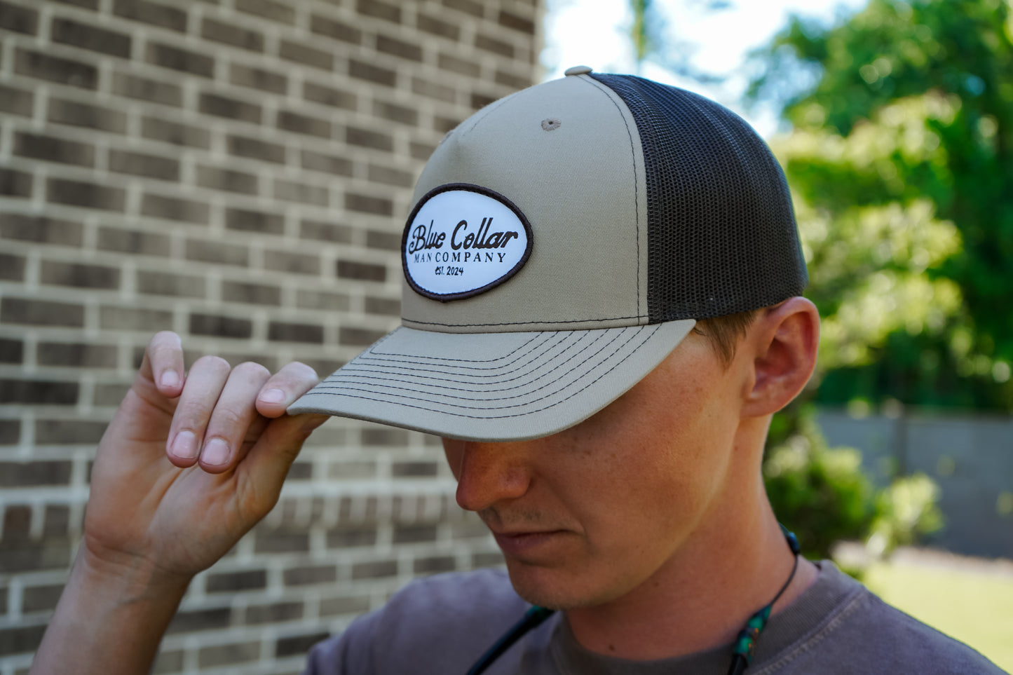 Khaki & Coffee Vintage Patch Hat