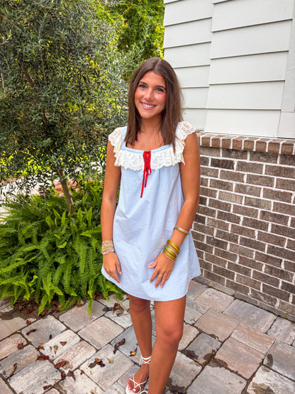 Lace Square Neck Mini Dress