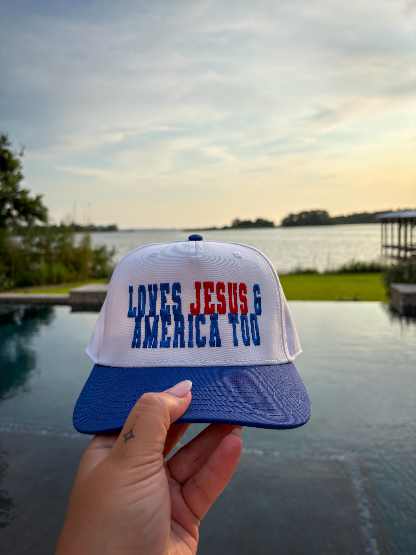 Loves Jesus & America Too Baseball Hat