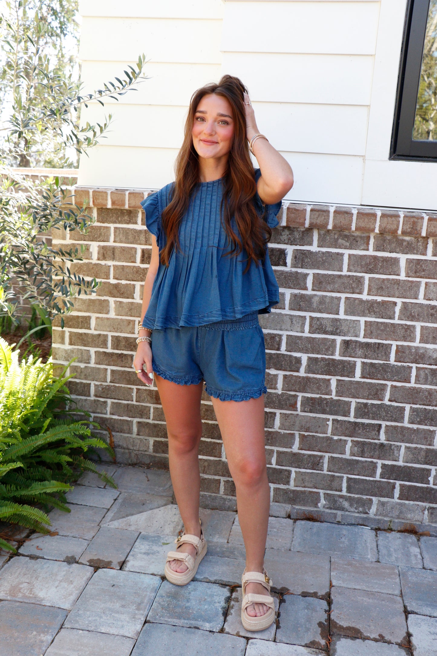 Pintuck Pleated Peplum Set