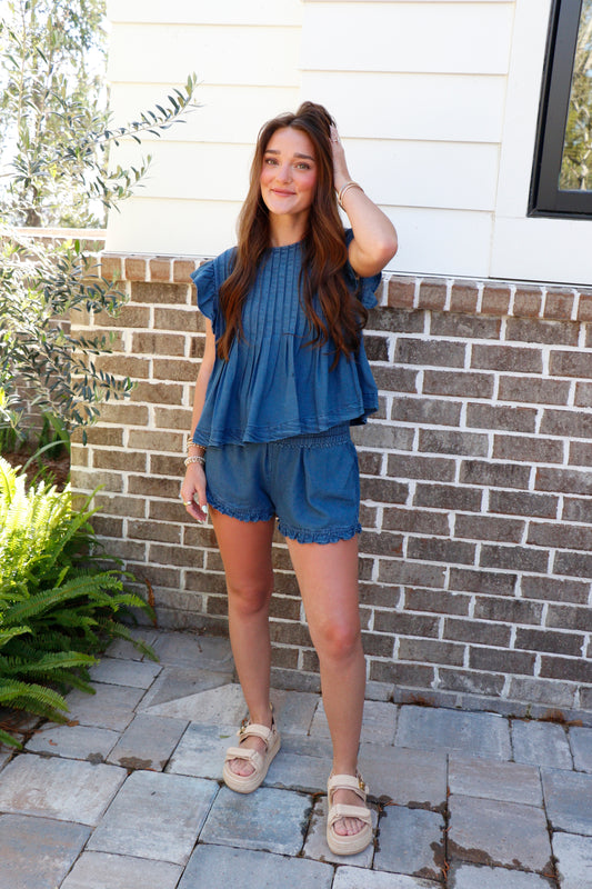 Pintuck Pleated Peplum Set
