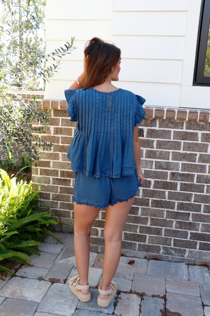 Pintuck Pleated Peplum Set