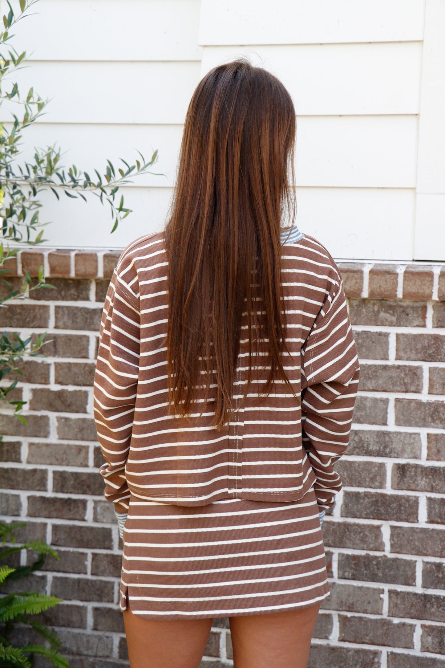 Striped Cropped Long Sleeve Top