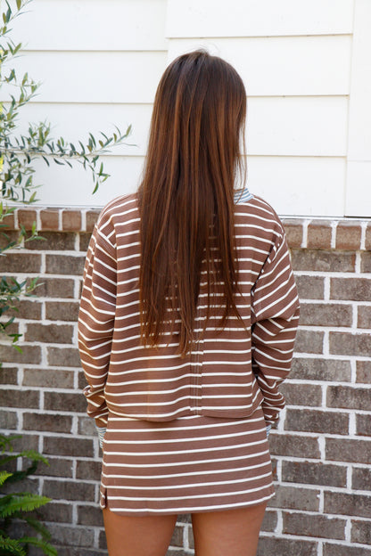 Striped Cropped Long Sleeve Top