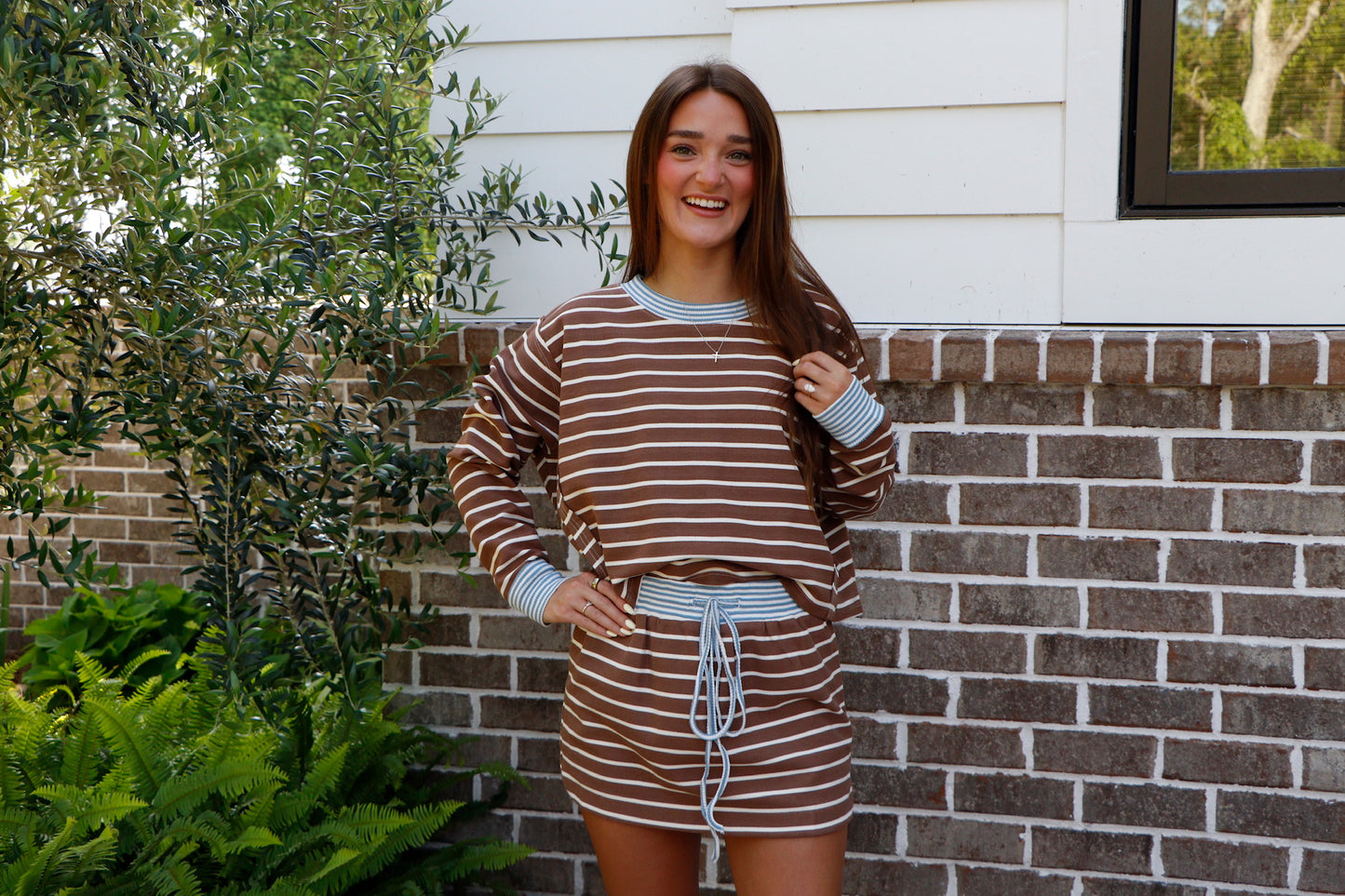 Striped Cropped Long Sleeve Top