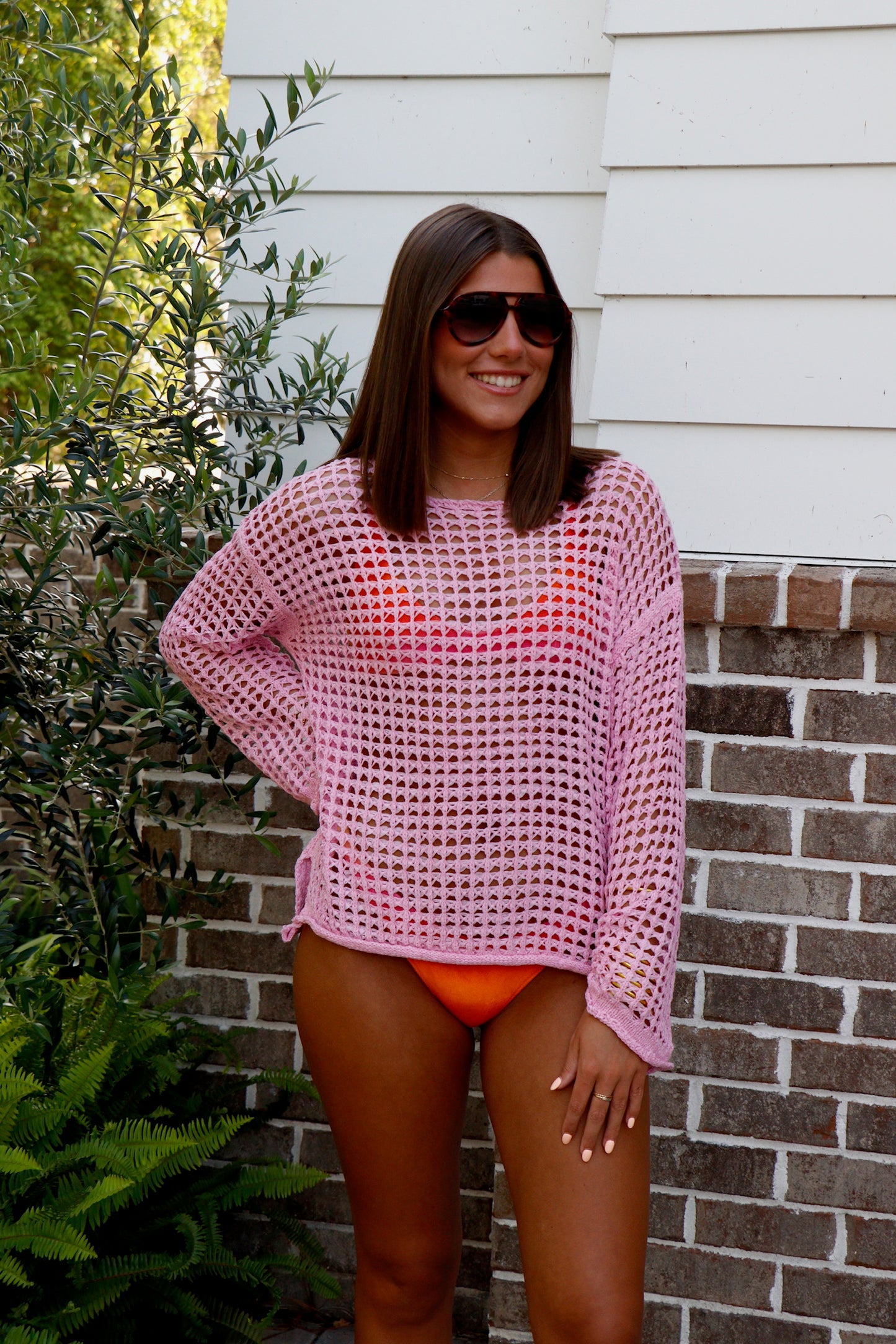Crochet Knit Long Sleeve Coverup
